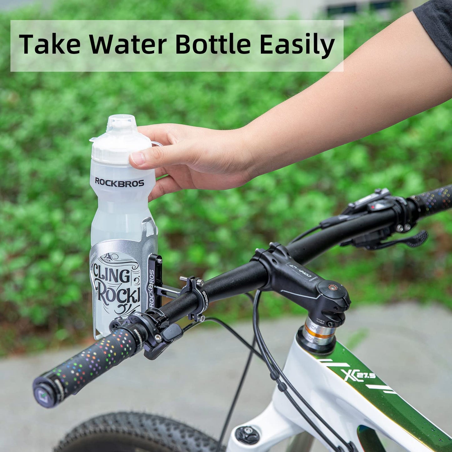 ROCKBROS 2-in-1 Bike Cup Holder Adjustable Bottle Cage for Handlebars & Seat Post