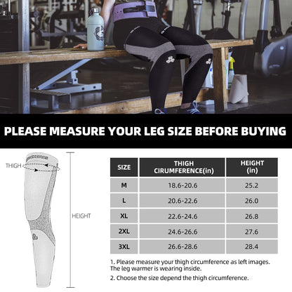 ROCKBROS Thermal Fleece Cycling Running Leg Warmers, Non-Slip Long Leg Sleeves for Winter