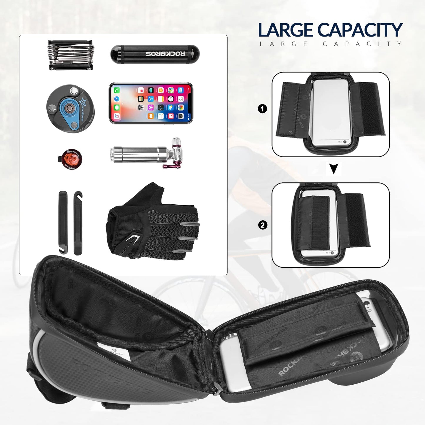 ROCKBROS Bike Front Frame HandlebarWaterproof Bag below 6.5"
