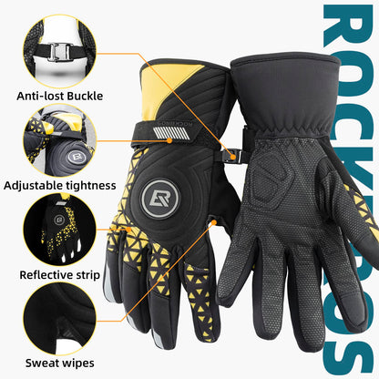 ROCKBROS Winter Thermal Cycling Warm Windproof Anti-Slip Gloves Touchscreen for Men Women