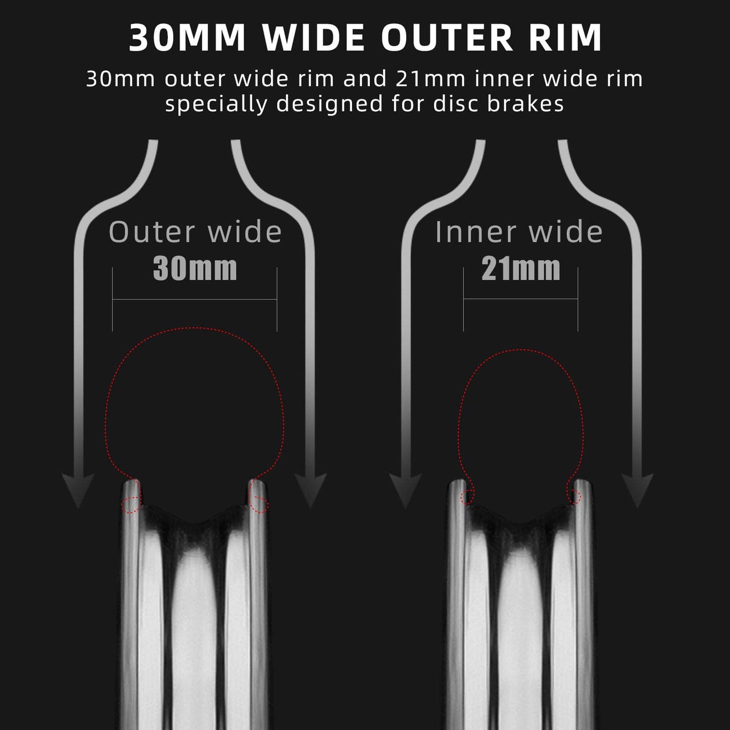 ROCKBROS T700 Carbon Fiber Bike Wheels 700c  55 mm Disc Brake Wheelset