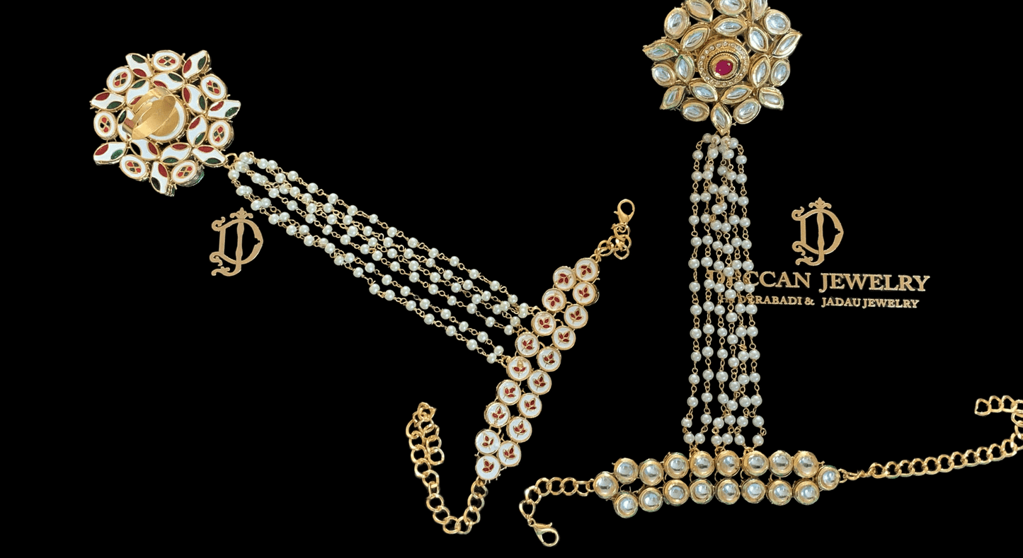 HP11 Jaeda kundan haath phool( SHIPS IN 4 WEEKS )