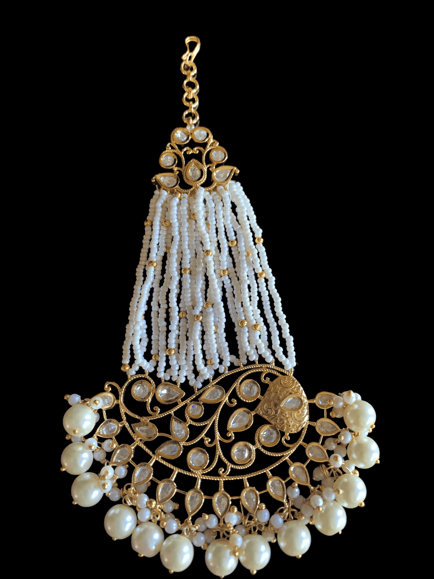 DJHR29  polki jhoomar - pearls     ( READY TO SHIP )
