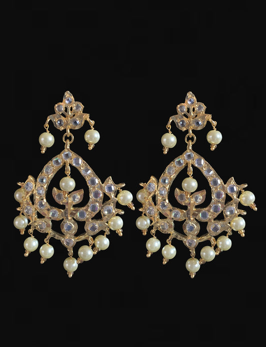 DER543 Dina hyderabadi  Chandbali with golden pearls ( MADE ON ORDER )