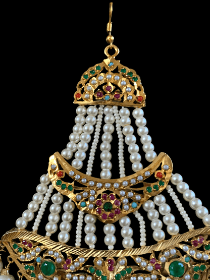DJHR46   jadau jhoomar in Navratan  ( READY TO SHIP )