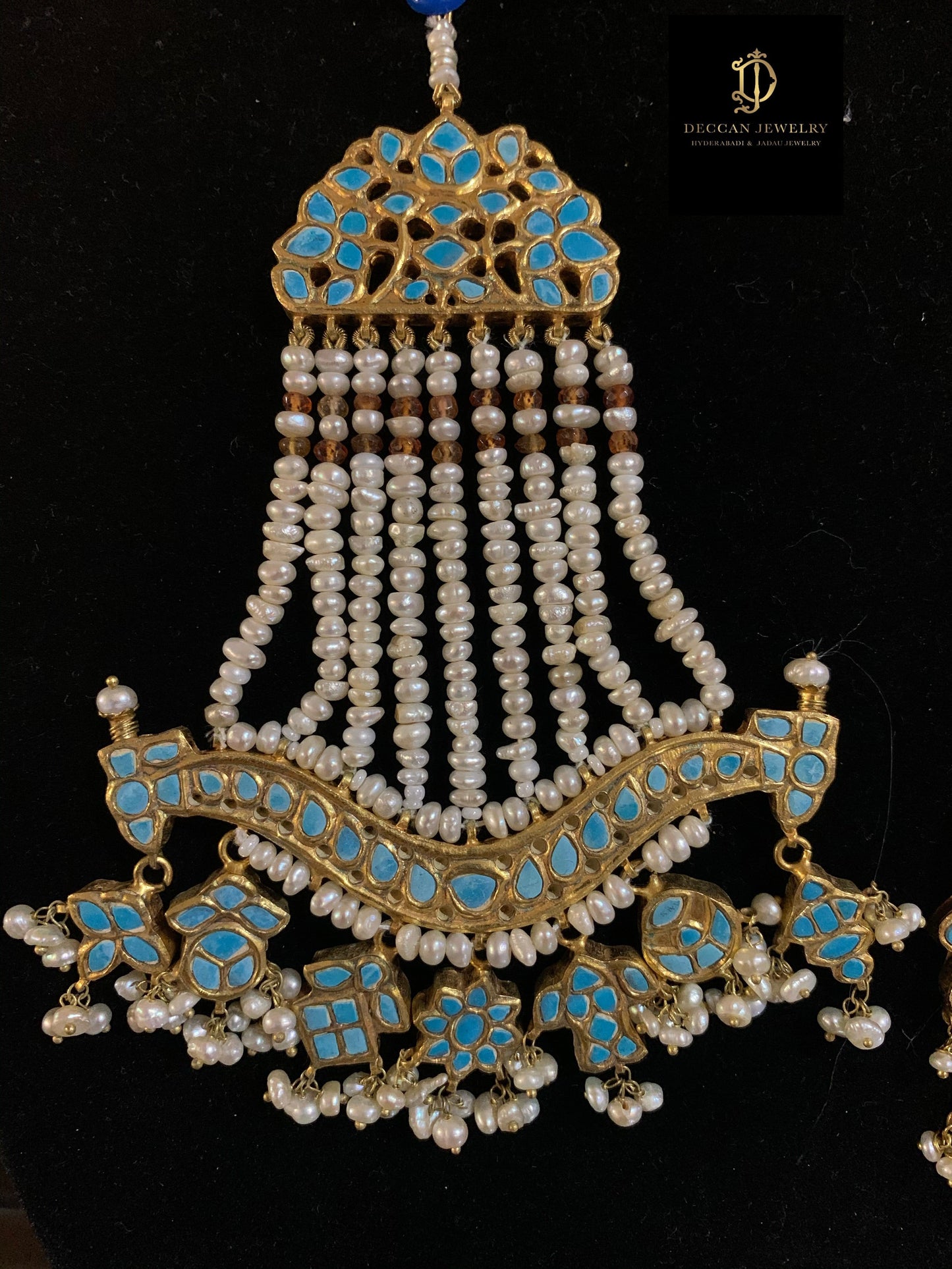 JTK1 Anuja jhoomar tika in feroza/ turquoise ( SHIPS IN 4 WEEKS )
