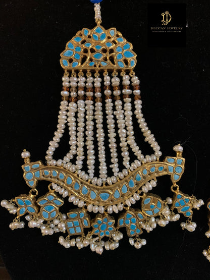 JTK1 Anuja jhoomar tika in feroza/ turquoise ( SHIPS IN 4 WEEKS )
