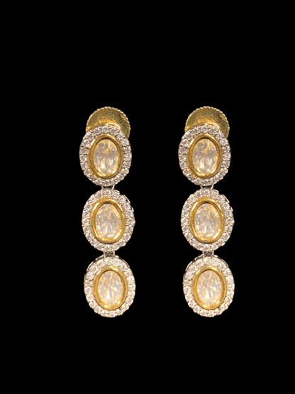 NS334 Victorian  plated polki necklace set ( READY TO SHIP )