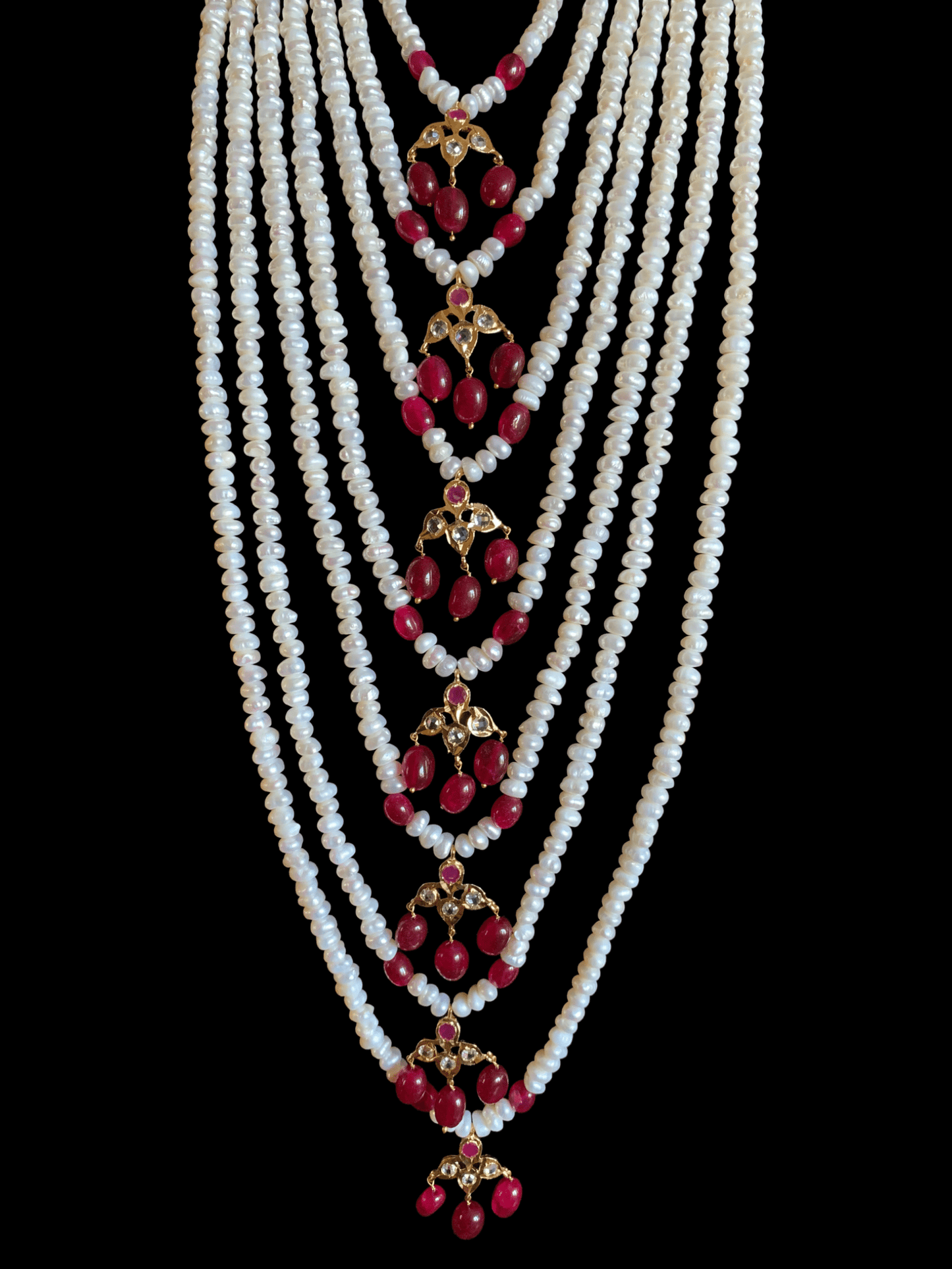 SAT66 Insia Hyderabadi satlada in fresh water pearls and rubies( SHIPS IN 3 WEEKS  )