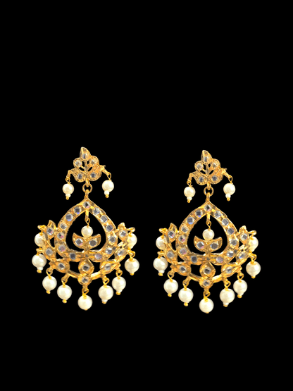 DER307 Dina hyderabadi  Chandbali with pearls ( SHIPS IN 4 WEEKS )