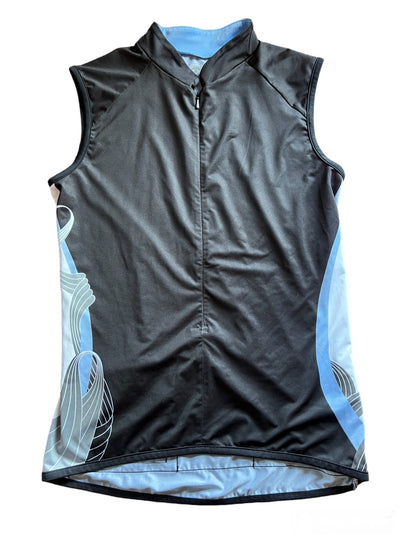 Descente Women's Spirit Sleeveless Jersey, Black/Ice Blue, Medium