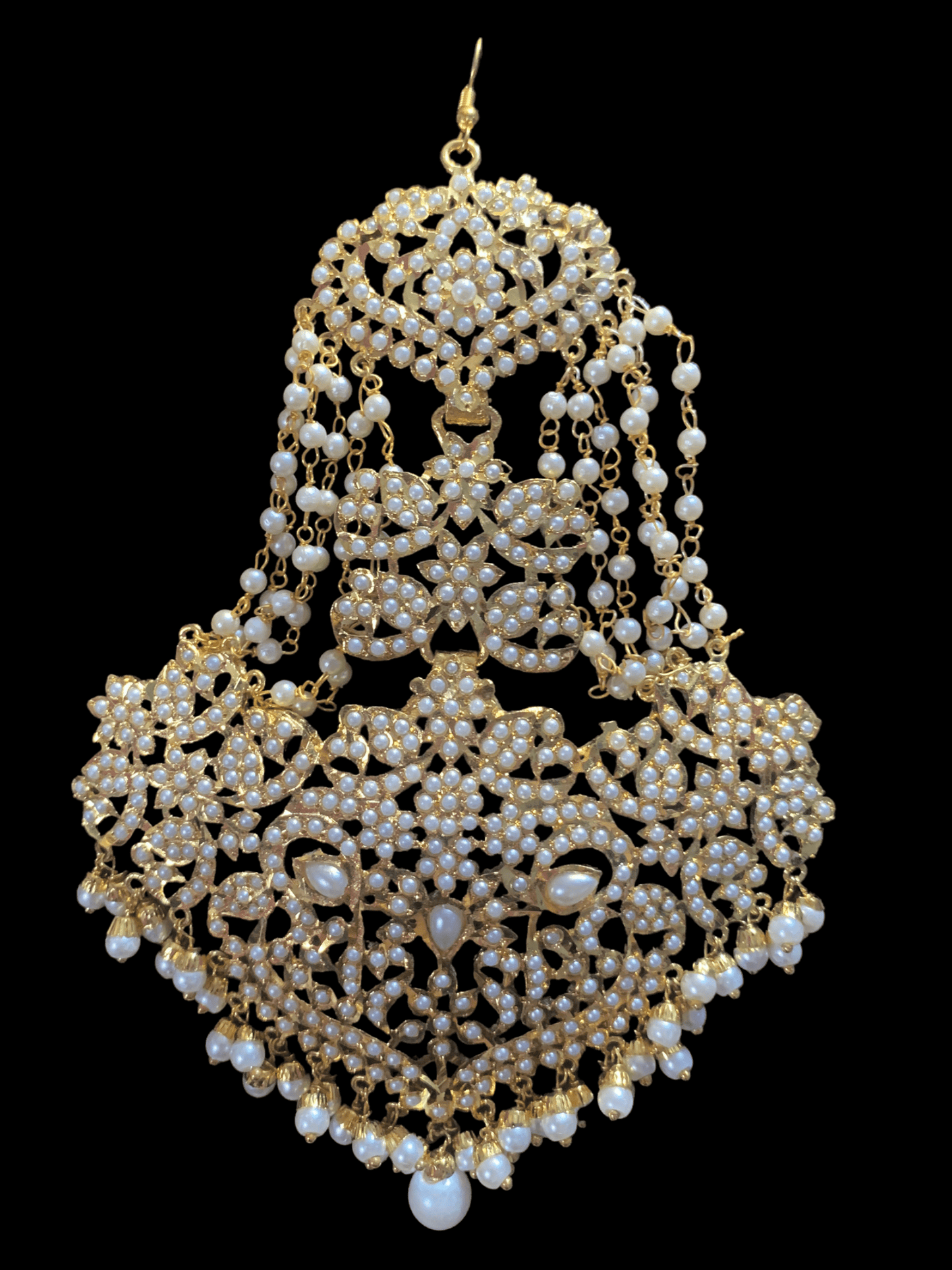 DJHR49 Neeli jadau jhoomar in pearls   ( SHIPS IN 4 WEEKS )