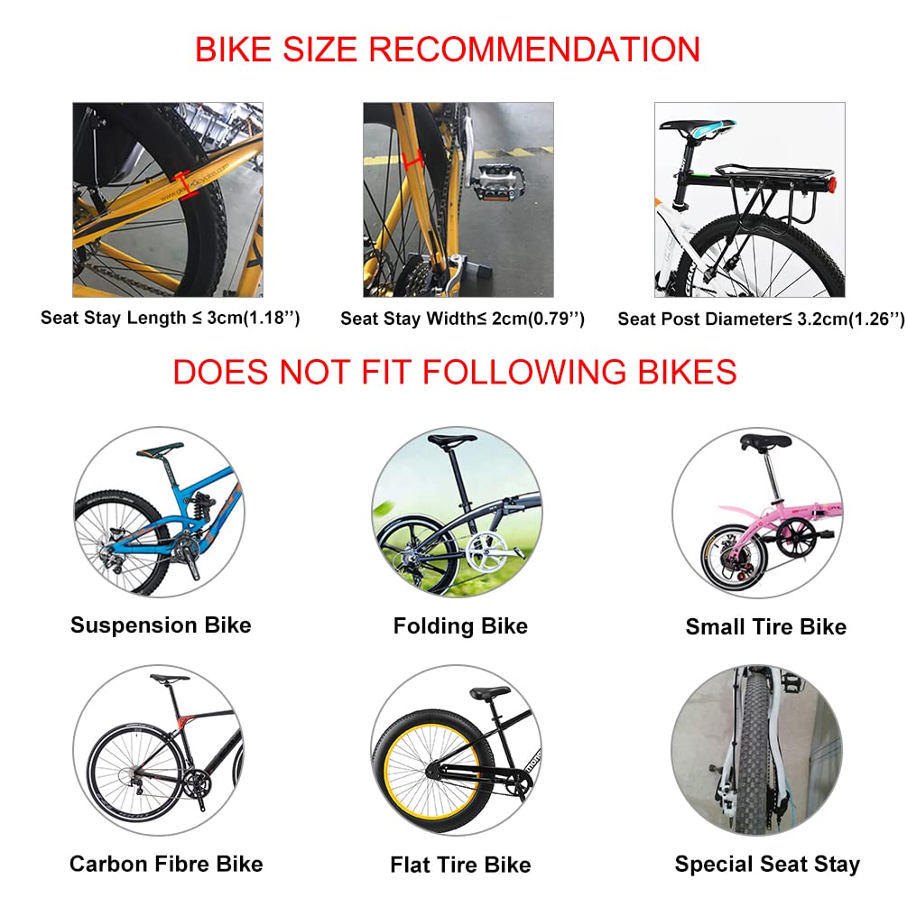 ROCKBROS Quick Release Rear Bike Rack, Aluminum Alloy Cargo Rack for Mountain Bikes