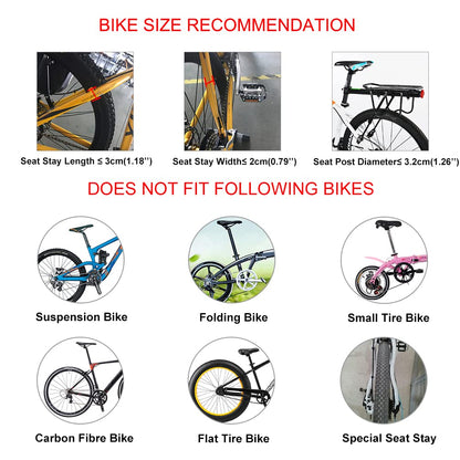 ROCKBROS Quick Release Rear Bike Rack, Aluminum Alloy Cargo Rack for Mountain Bikes