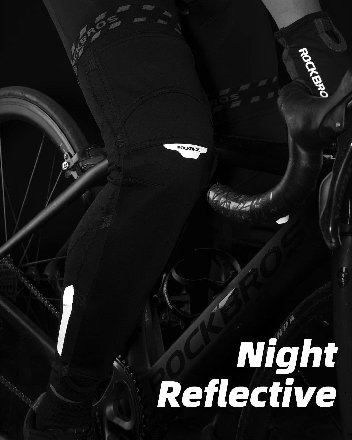 ROCKBROS Cycling Leg Warmers Thermal Fleece Windproof Compression Knee Sleeves for Men Women