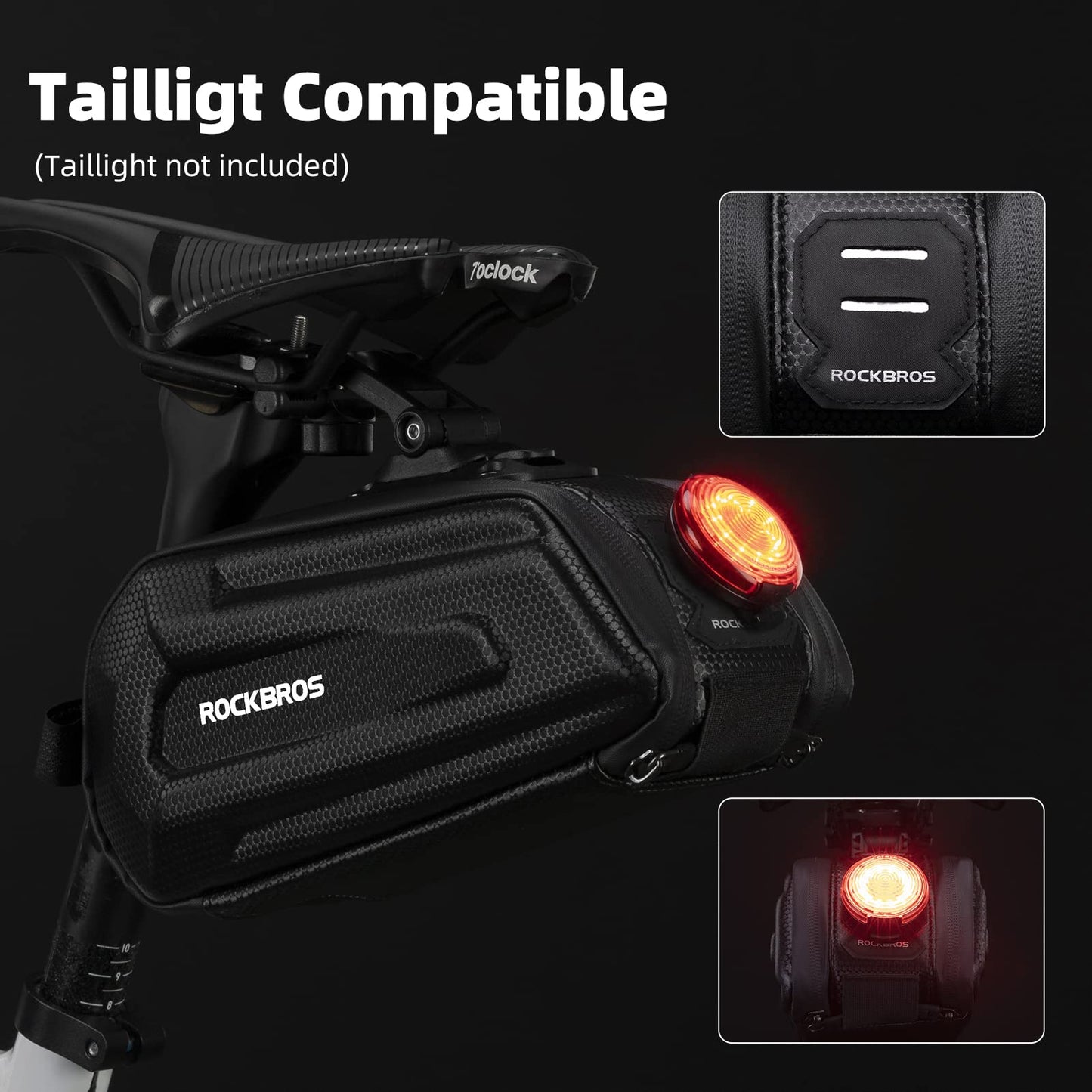 ROCKBROS Bike Bicycle 1.7L Saddle Seat Bag 3D Hard Shell with Silver Reflective Strip