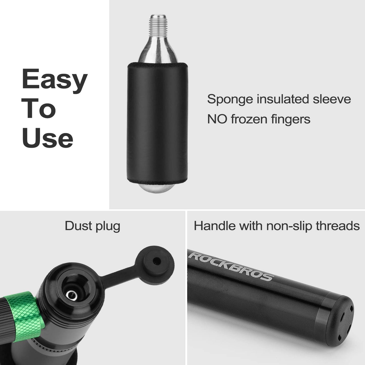 ROCKBROS Mini Hand Bike Tire Pump Dual Mode CO2 or Manual 110PSI - Triathlete Store