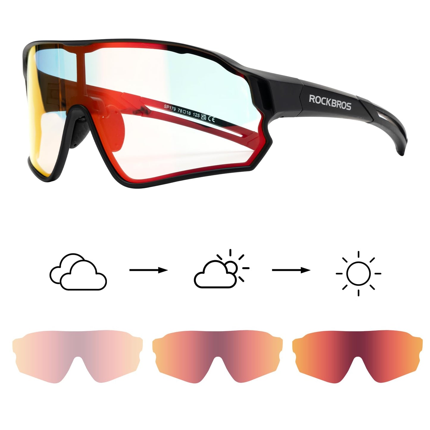 ROCKBROS Photochromic Sunglasses Thicken PC Lenses With UV400 Protection Coating