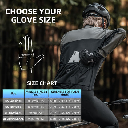 ROCKBROS Men's Mountain Bike Gloves Touch Screen Anti-Slip Full Finger MTB Gloves
