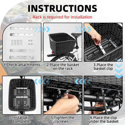 ROCKBROS Bike Basket Rear Durable 30L Lightweight Cargo Basket Easy to Install