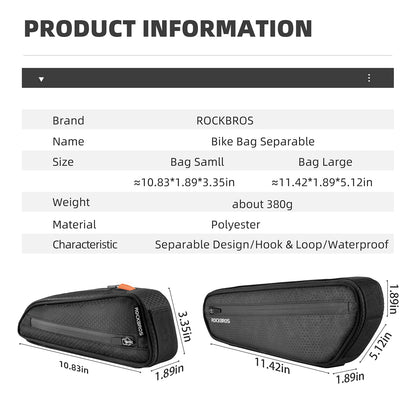 ROCKBROS Water-Resistant Triangle Bike Frame Saddle Bag Accessories for MTB Road Cycling
