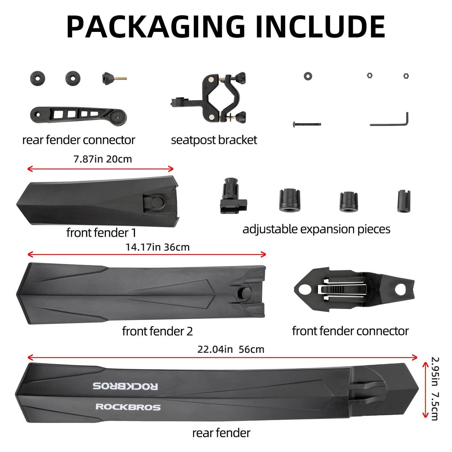 ROCKBROS Adjustable MTB Mud Guards Front & Rear Splash Guard - Triathlete Store