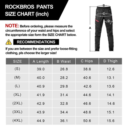 ROCKBROS Men's Windproof Thermal Cycling Pants - Winter Fleece for Biking, Running, Hiking - Triathlete Store