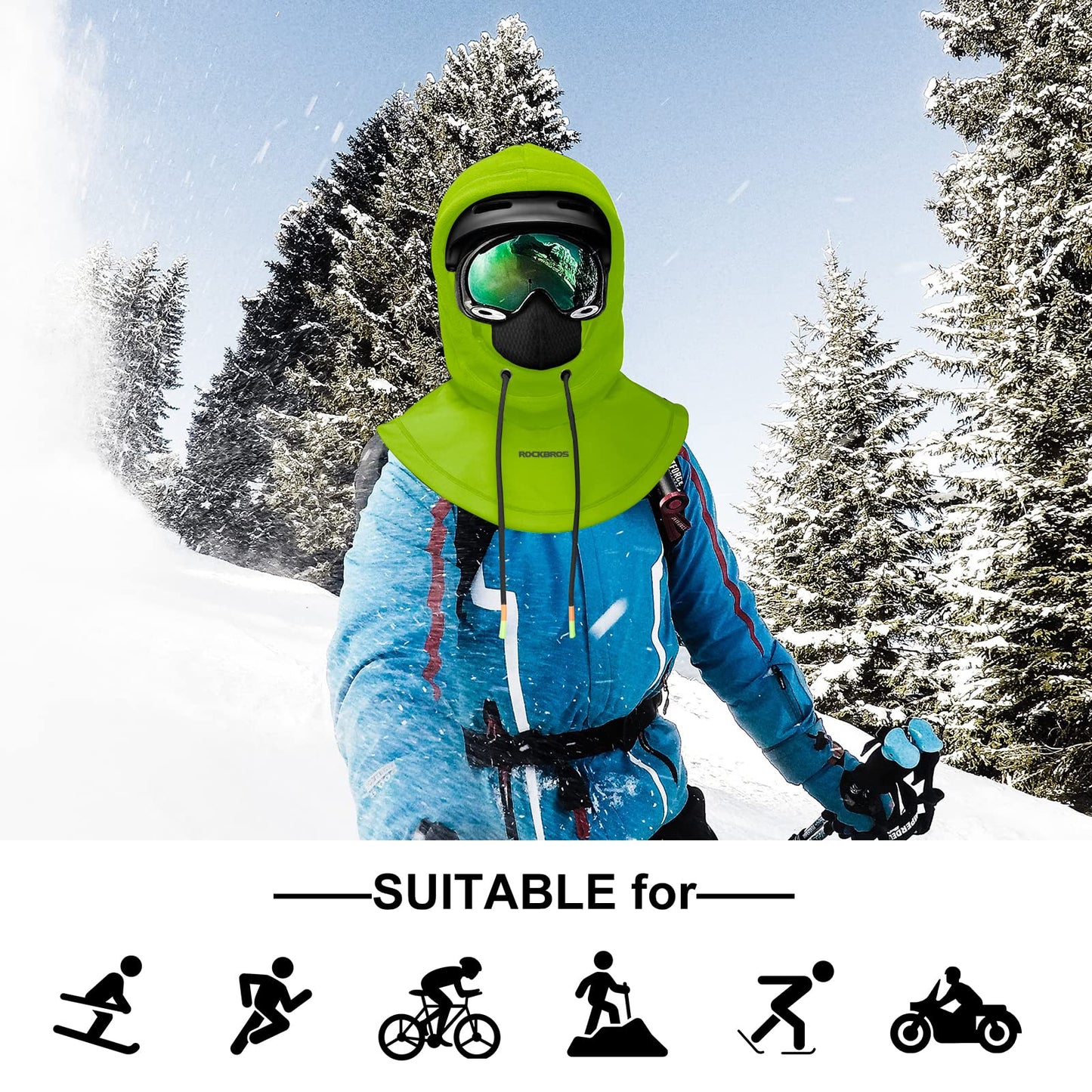 ROCKBROS Ski Balaclava Thermal Fleece Balaclava for Cold Weather Winter Men - Triathlete Store