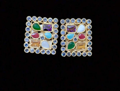 Navratan layered kundan necklace (SHIPS IN 2 WEEKS  )