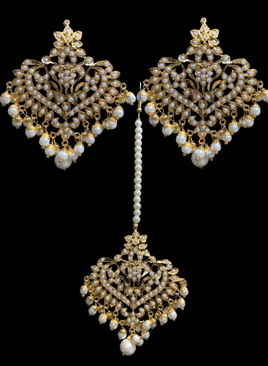 DJET103 Afreen Pearls earrings tika ( READY TO SHIP )