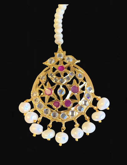 DJTK153 Lahar Ruby and fresh water pearls  tika ( READY TO SHIP )