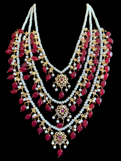 SAT68 Fiona three layer necklace set - ruby (SHIPS IN 3 WEEKS )