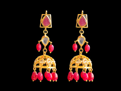 RAKIBA gold plated silver necklace set in ruby with fresh water pearls ( SHIPS IN 4 WEEKS )
