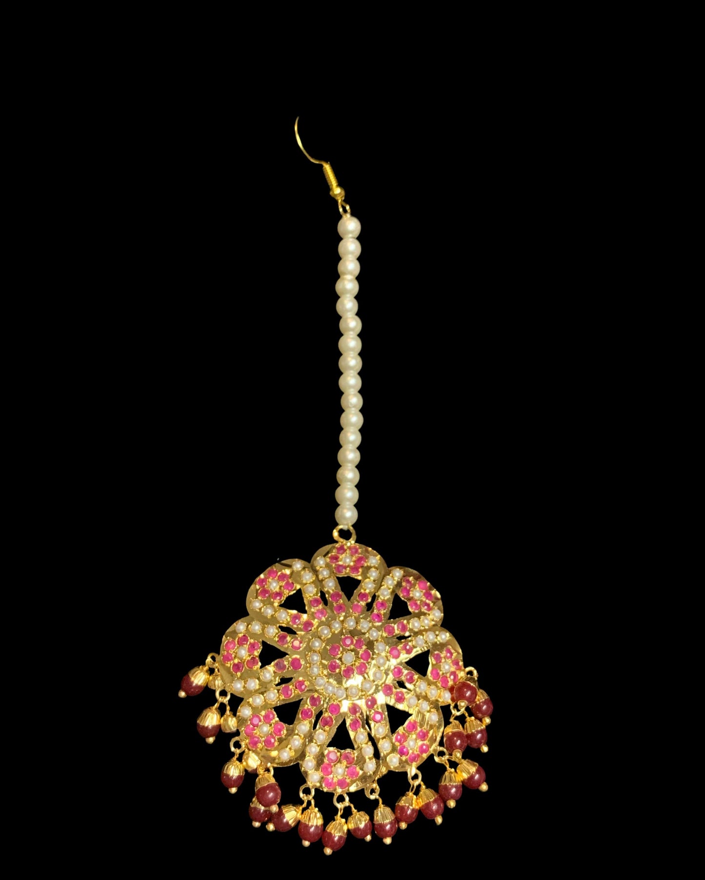 Sohni  earring tika set in red / ruby   (READY TO SHIP)