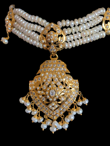 HAZEL gold plated silver choker set in fresh water pearls ( SHIPS IN 5 WEEKS )