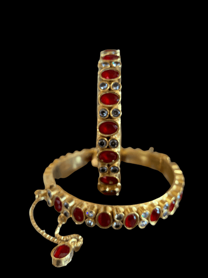 B44 Kundan bangles - Red/ruby  (READY TO SHIP)