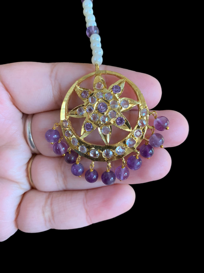 DJTK161 Akbari  tika in purple  beads      (READY TO SHIP)