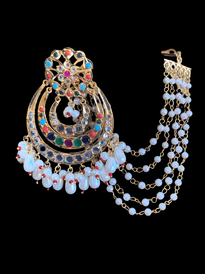 NS194 Malavika necklace set in Navratan    ( SHIPS IN 2 WEEKS  )
