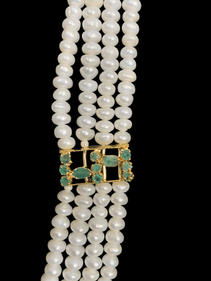 LN121 Fresh water pearl and emerald   stone Rani haar ( READY TO SHIP )