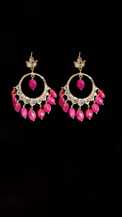 Barfi set in ruby  beads (READY TO SHIP )
