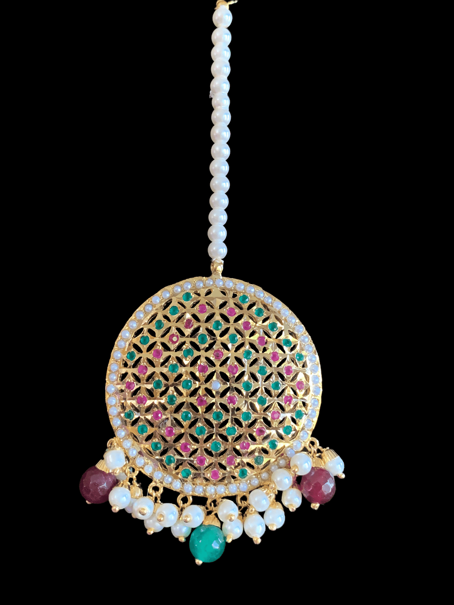 NS245 Muniza neckalce set in ruby emerald  (READY TO SHIP)