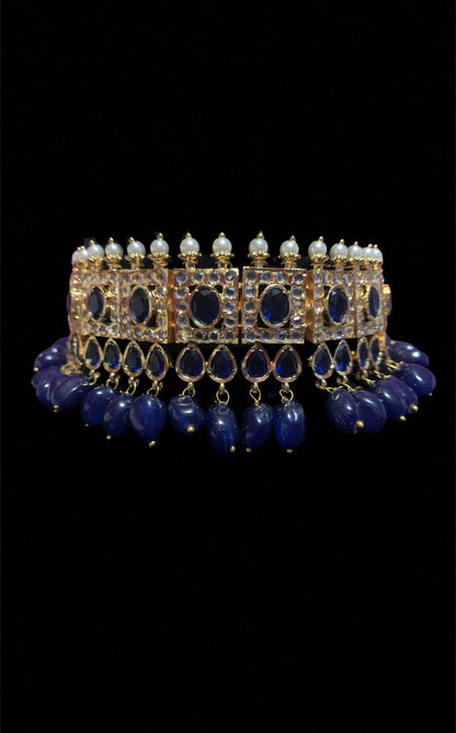 Gauhar hyderabadi choker in blue      ( READY TO SHIP )