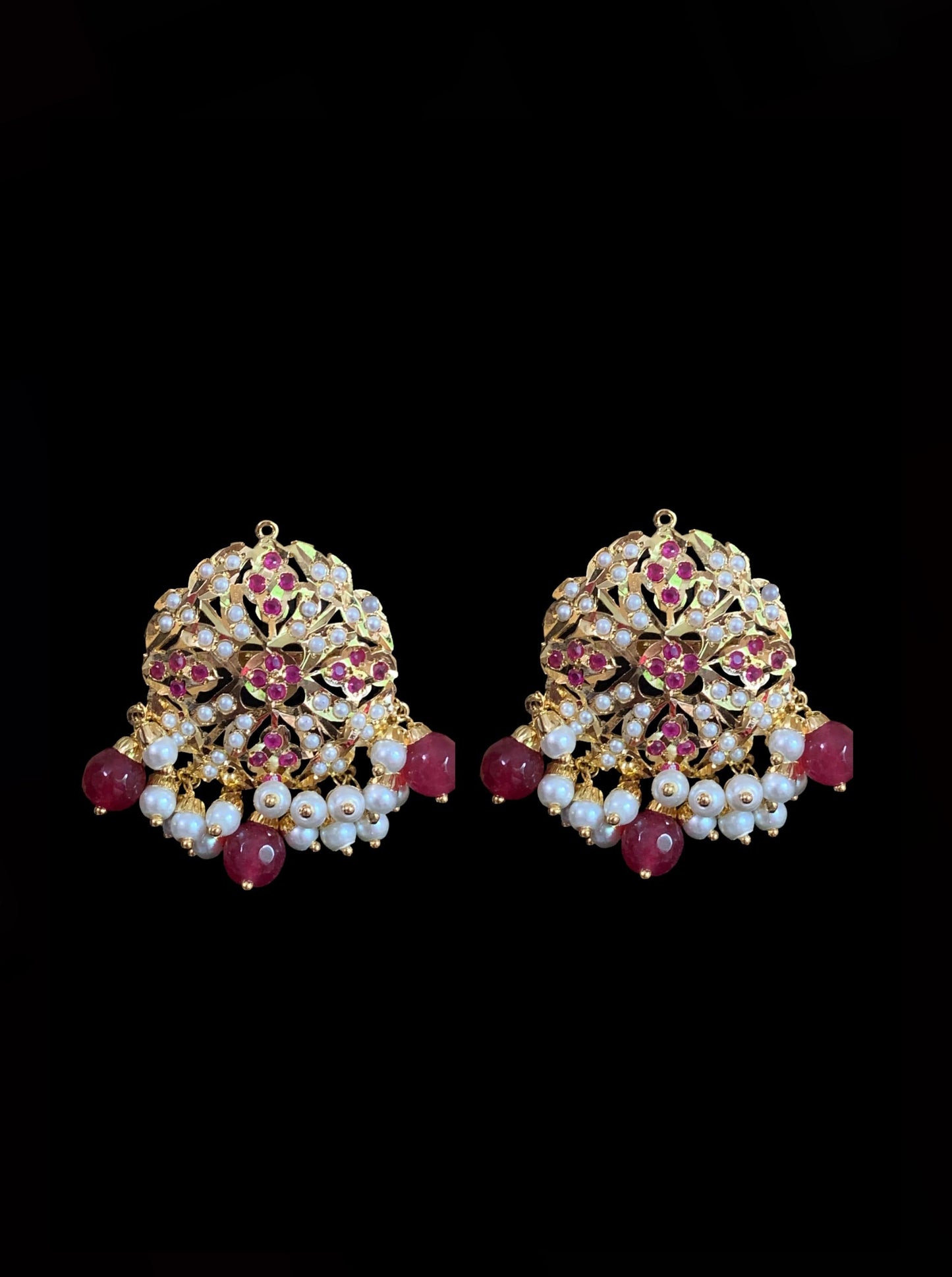 DNS168 Alea punjabi Jadau necklace  set - ruby   (SHIPS IN 2 WEEKS)