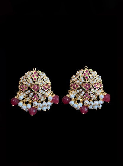 DNS168 Alea punjabi Jadau necklace  set - ruby   (SHIPS IN 2 WEEKS)