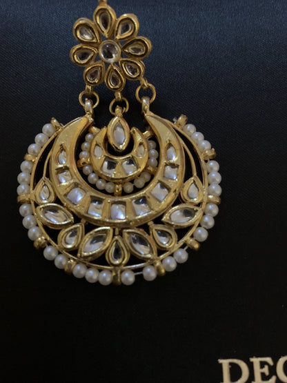 DER20 Ruhina Gold-Plated Kundan Chandbali Earrings (READY TO SHIP)