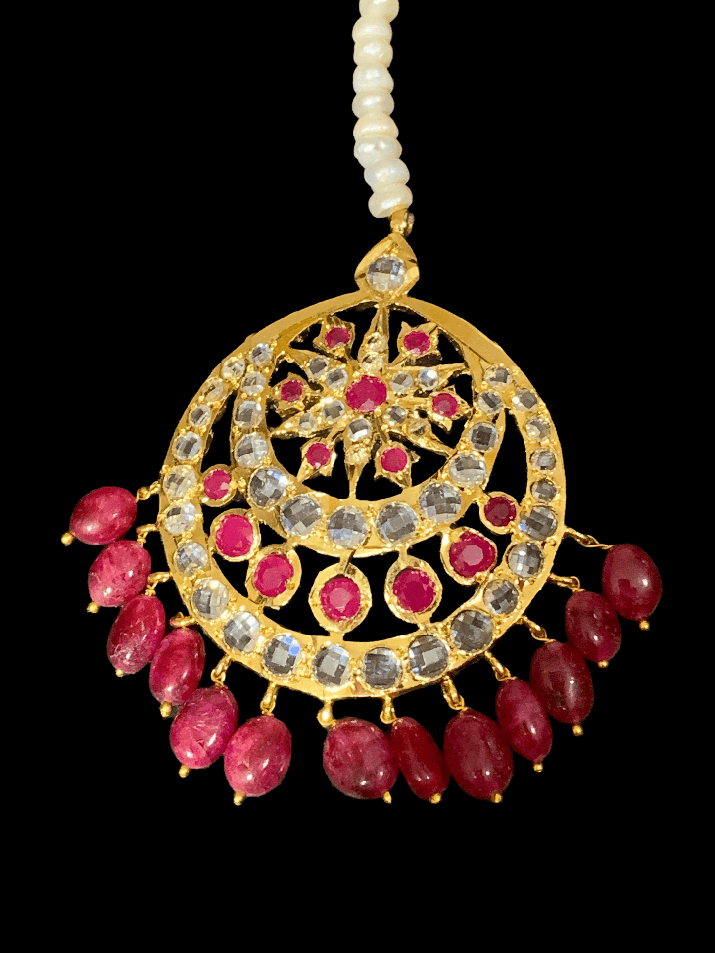 DJTK11 Isra tika in rubies and fresh water pearls ( READY TO SHIP)