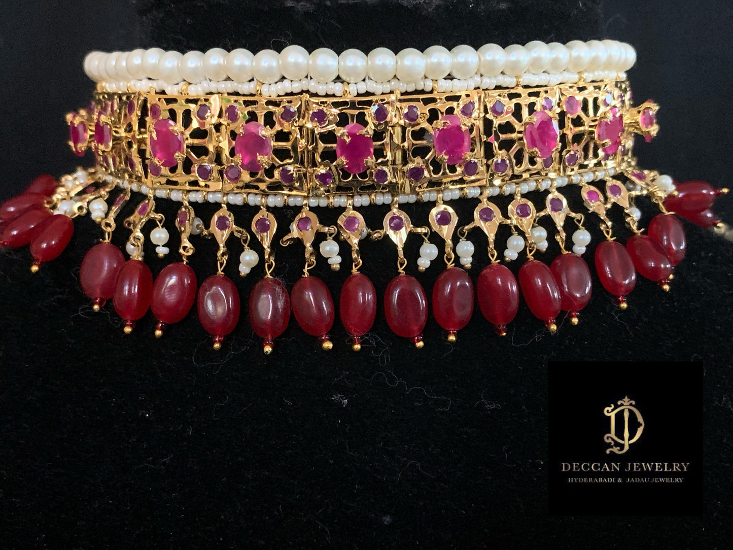 Jadavi lacha in ruby beads- semiprecious  ( SHIPS IN 3 WEEKS )
