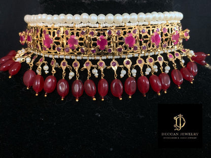Jadavi lacha in ruby beads- semiprecious  ( SHIPS IN 3 WEEKS )
