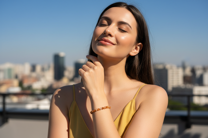 Sunstone Round Bead Bracelet - Stone of Joy & Motivation