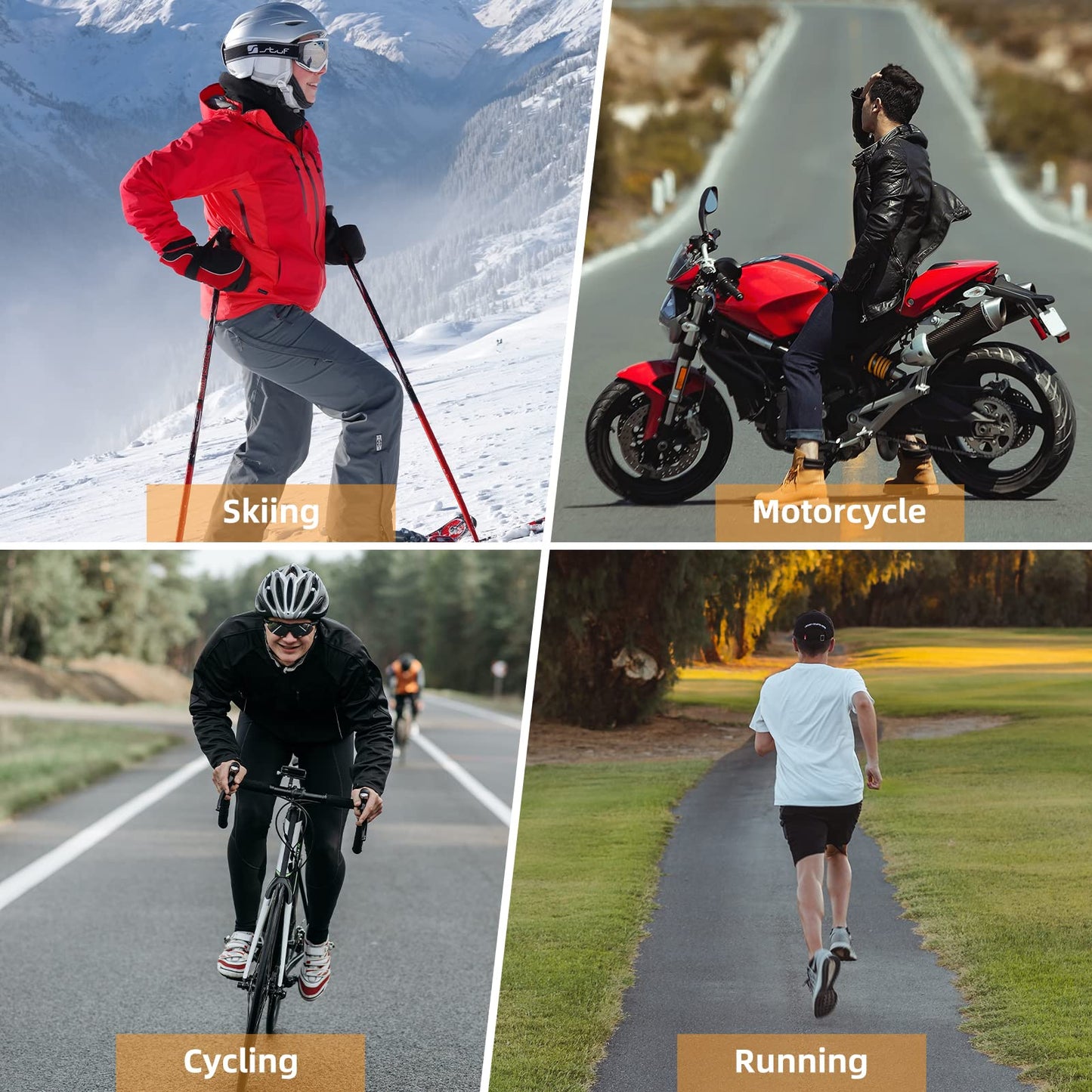 ROCKBROS Skull Cap Men's Winter Cycling Cap Windproof Warm Fleece Thermal Hat Helmet Liner Caps Black for Hiking Skiing Riding - Triathlete Store